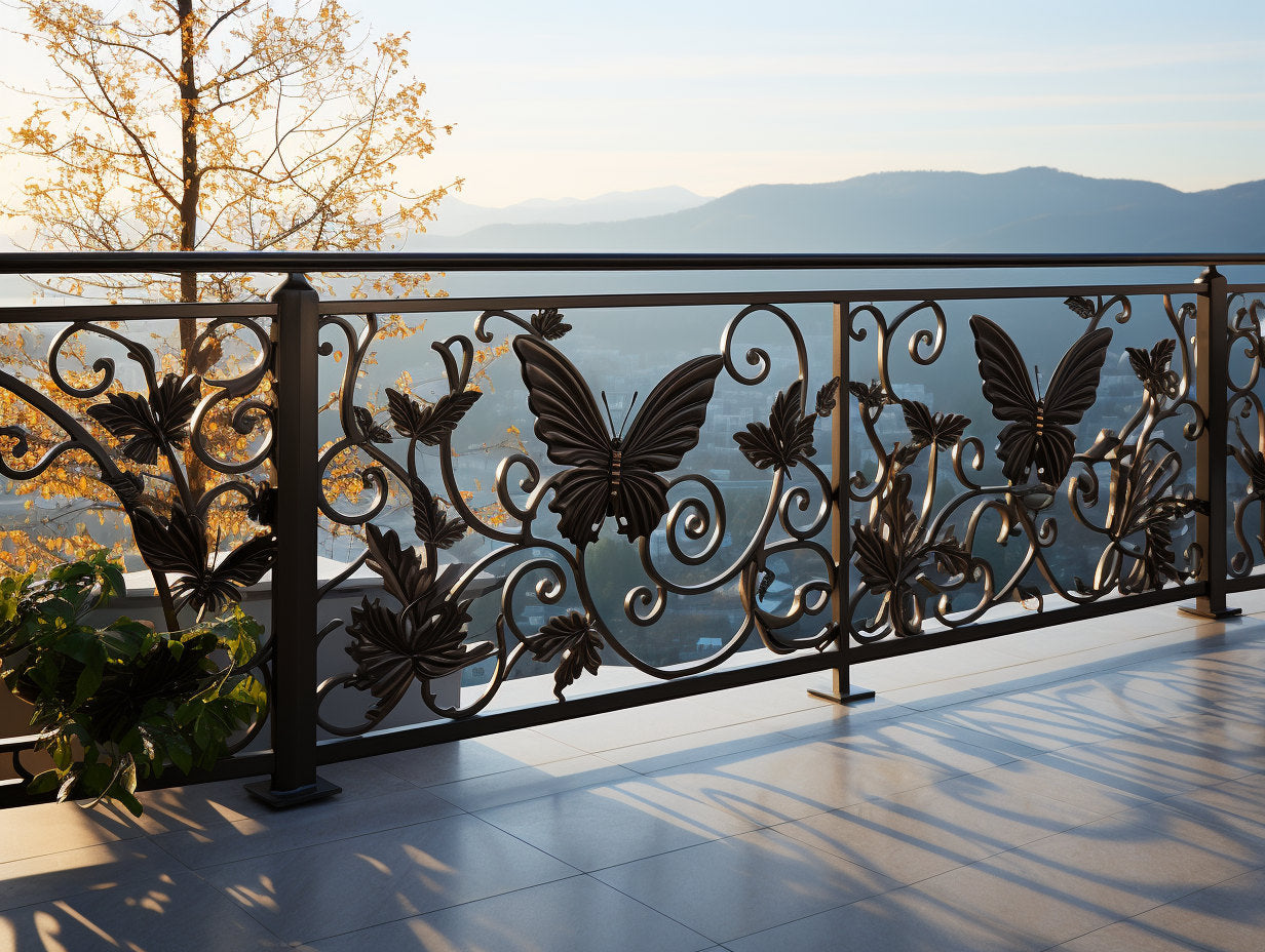 Balustrada zewnętrzna z motylem