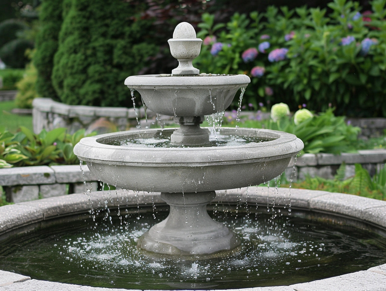 Fontanna w stylu neoklasycznym z betonu