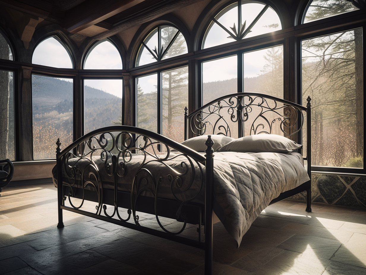 "Biecława" - elegancje łóżko kute, ze stali.