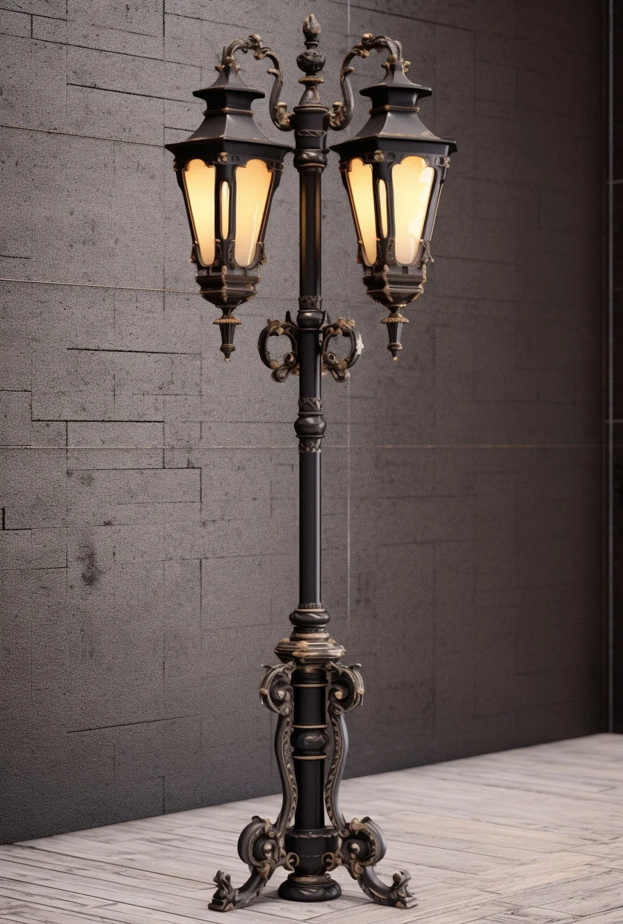 "Biezdziad" - ozdobna latarnia uliczna, lampion podwójny