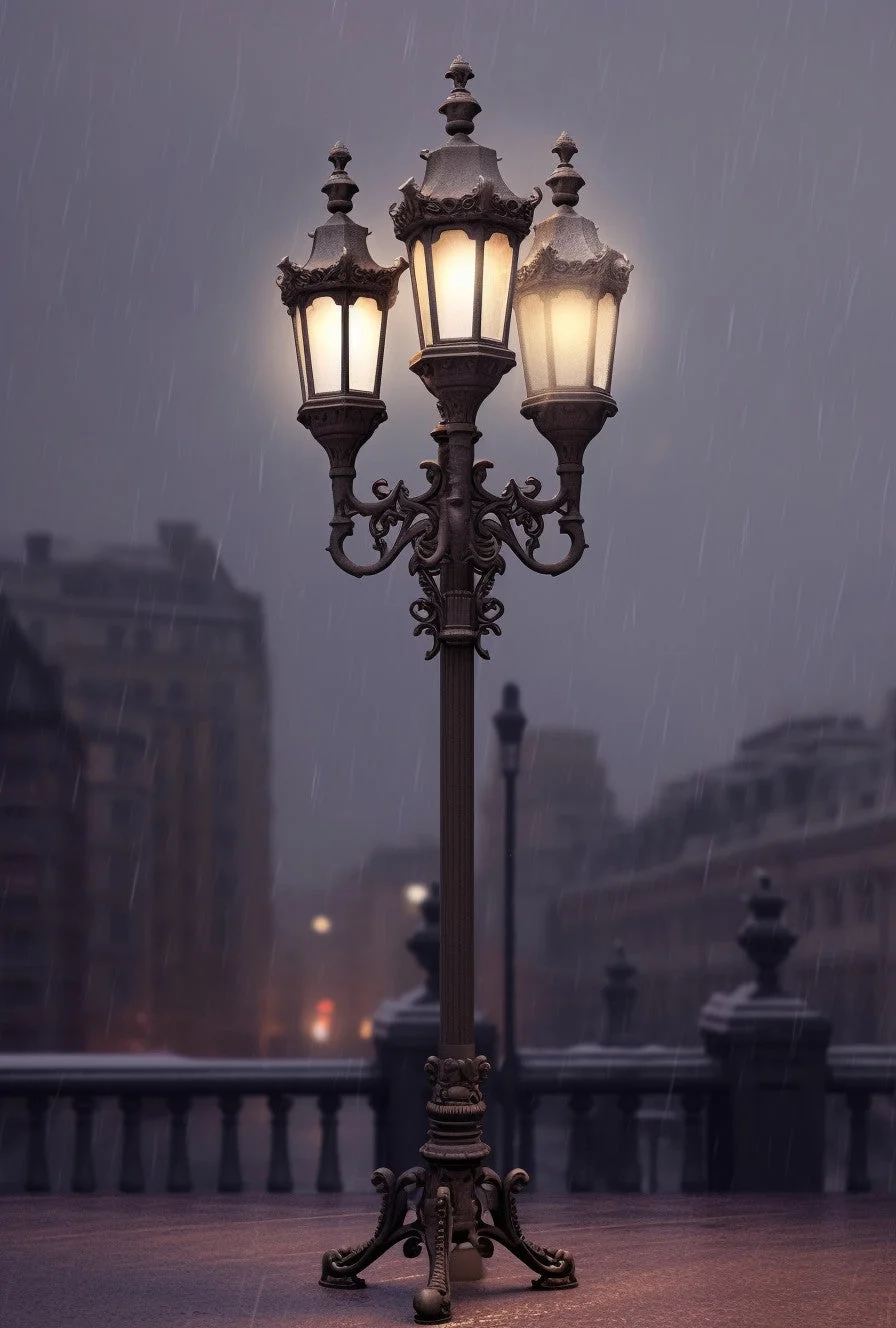 "Bogowid" - potrójna latarnia uliczna, kowalstwo artystyczne pod wymiar.