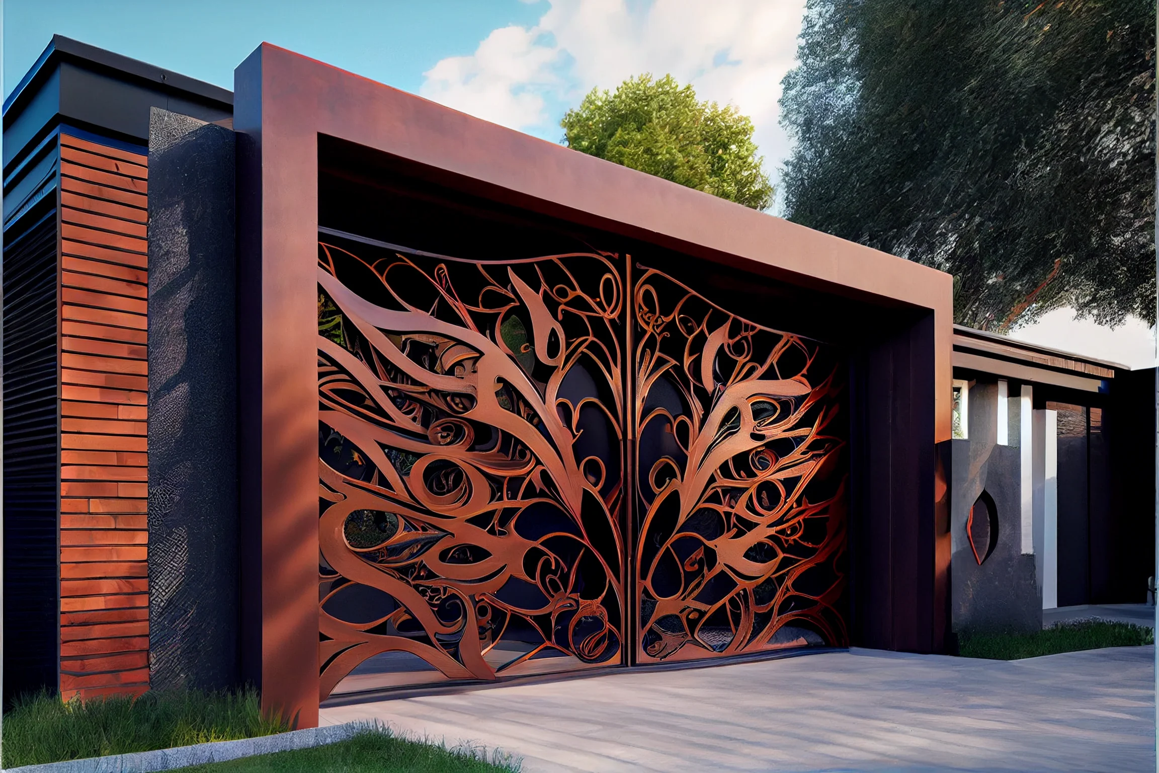 Brama wjazdowa ze stali COR-TEN® #pnącza