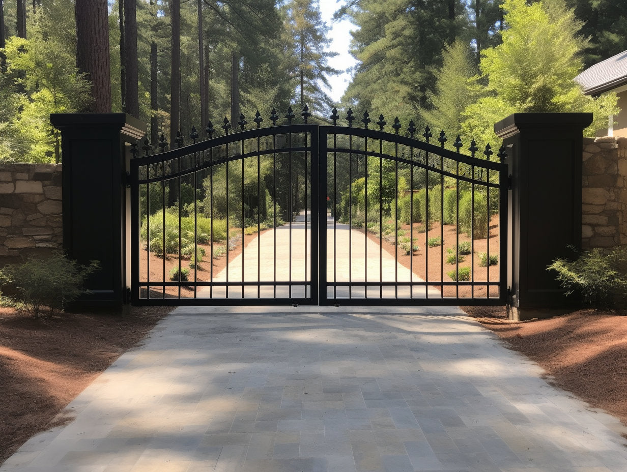 Brama wjazdowa, ogrodowa, kuta ze stali - klasyczna, uchylna