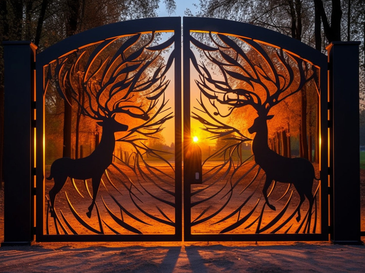 Brama wjazdowa, dekoracyjna, metalowa - "Jelenie"