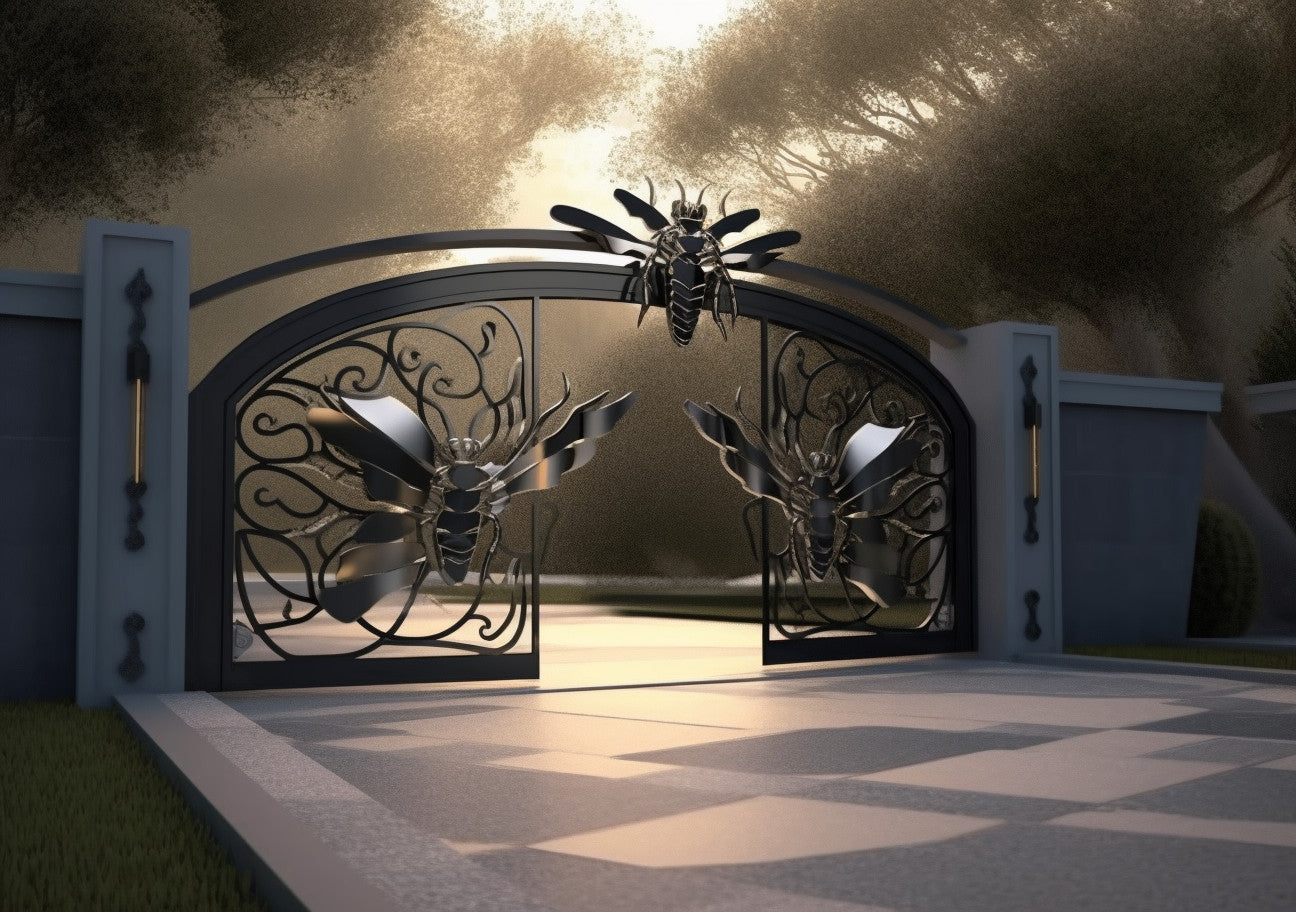 Brama wjazdowa, dekoracyjna - "Pszczela brama"
