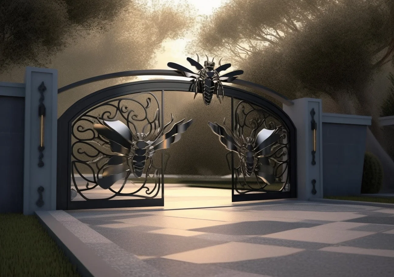 Brama wjazdowa, dekoracyjna - "Pszczela brama"