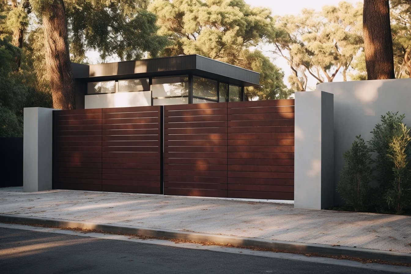 Brama wjazdowa do ogrodu ze stali CORTEN - Nowoczesna, wypełniona