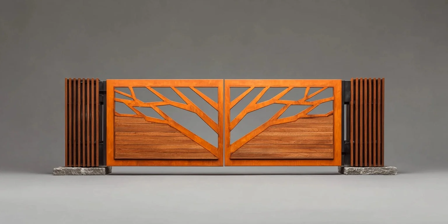 Brama wjazdowa "Drzewo Czasu" – Sztuka Wpisana w Stal Corten i Drewno