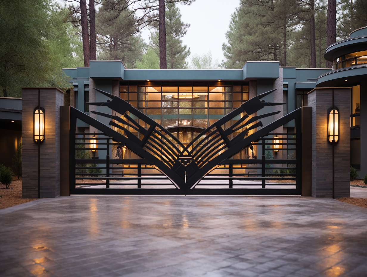 Brama wjazdowa. Futurystyczne Art Deco