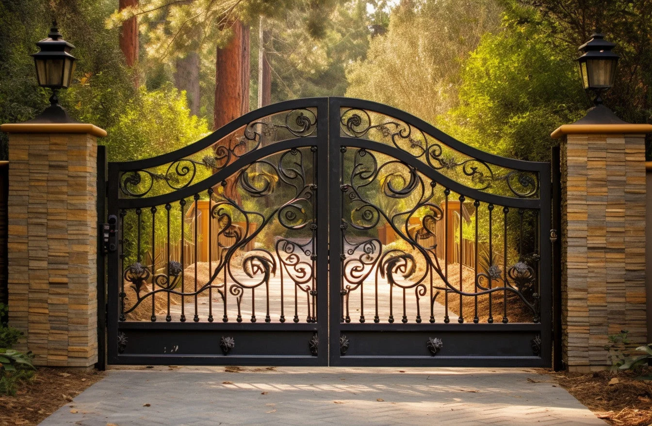 Ozdobna brama wjazdowa, stalowa - "Secesja"