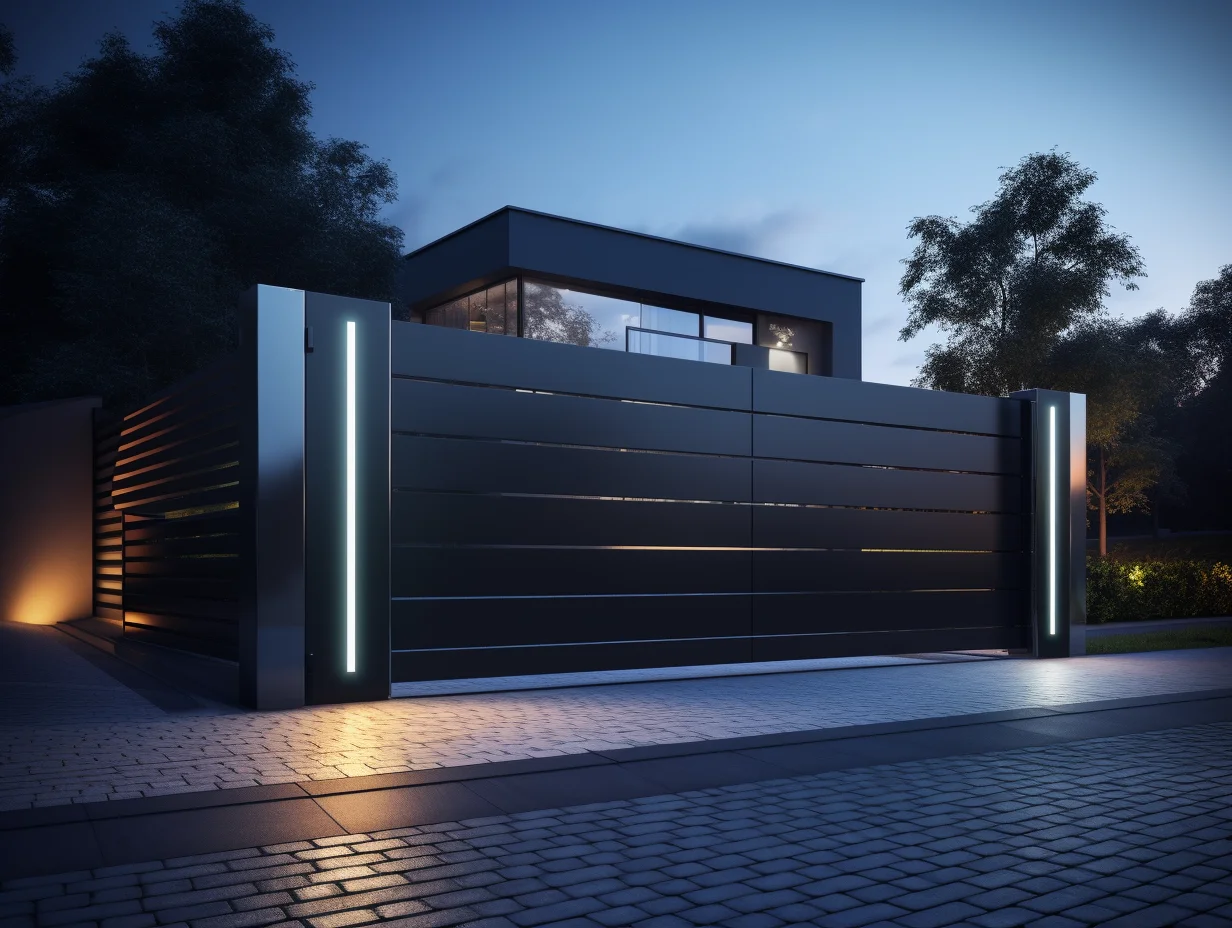 Brama wjazdowa, metalowa - futurystyczny minimalizm