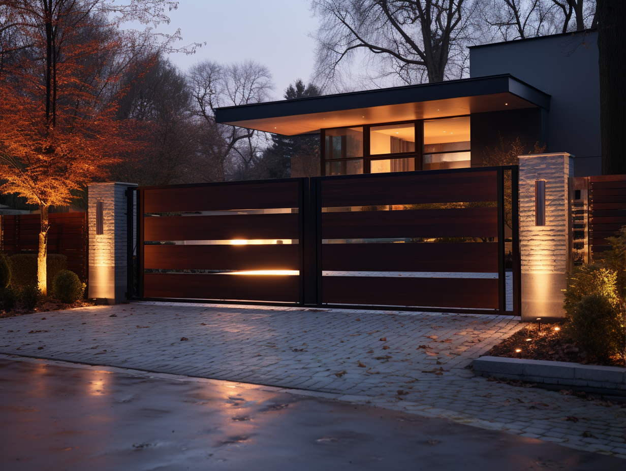 Brama wjazdowa, ogrodowa ze stali korten - Nowoczesna, oszczędna