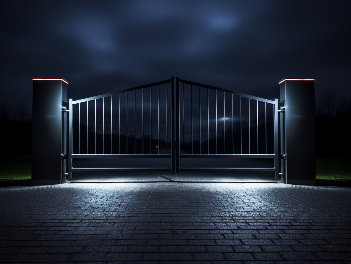 Brama wjazdowa z oświetleniem LED - Nowoczesna.