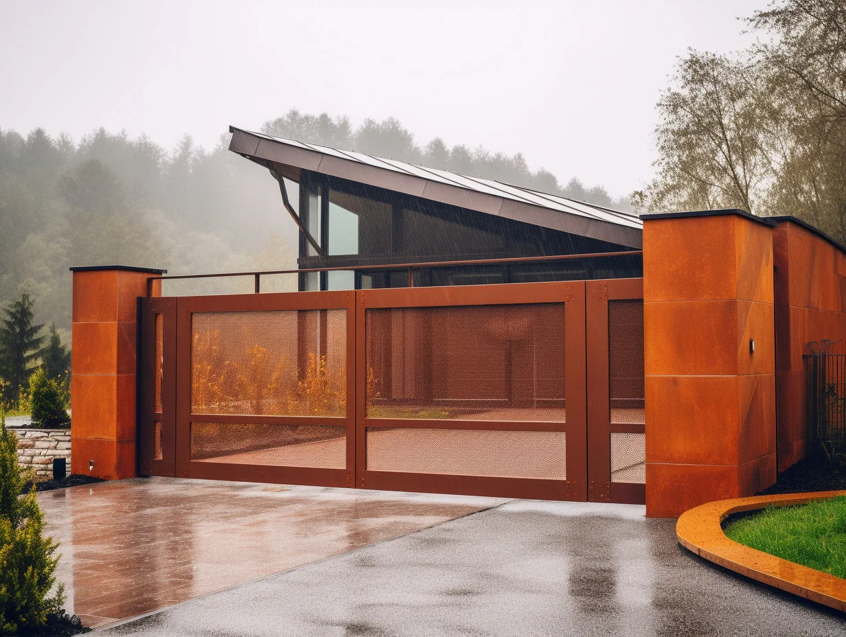 Brama wjazdowa ze stali COR-TEN®