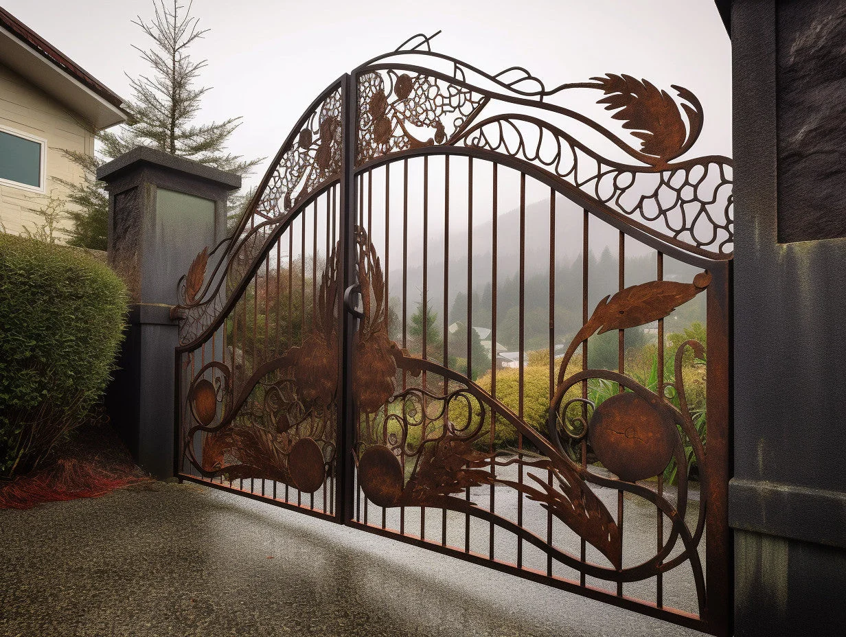 Brama wjazdowa ze stali COR-TEN® - Art Nouveau