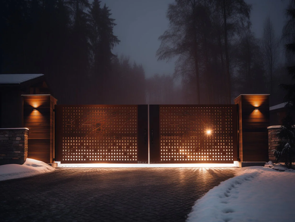 Brama wjazdowa ze stali COR-TEN® - bauhaus, minimalistyczna