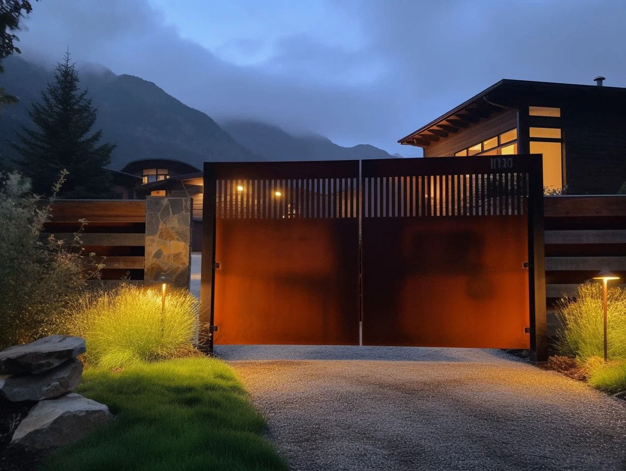 Brama wjazdowa ze stali COR-TEN® - bauhaus industrialny