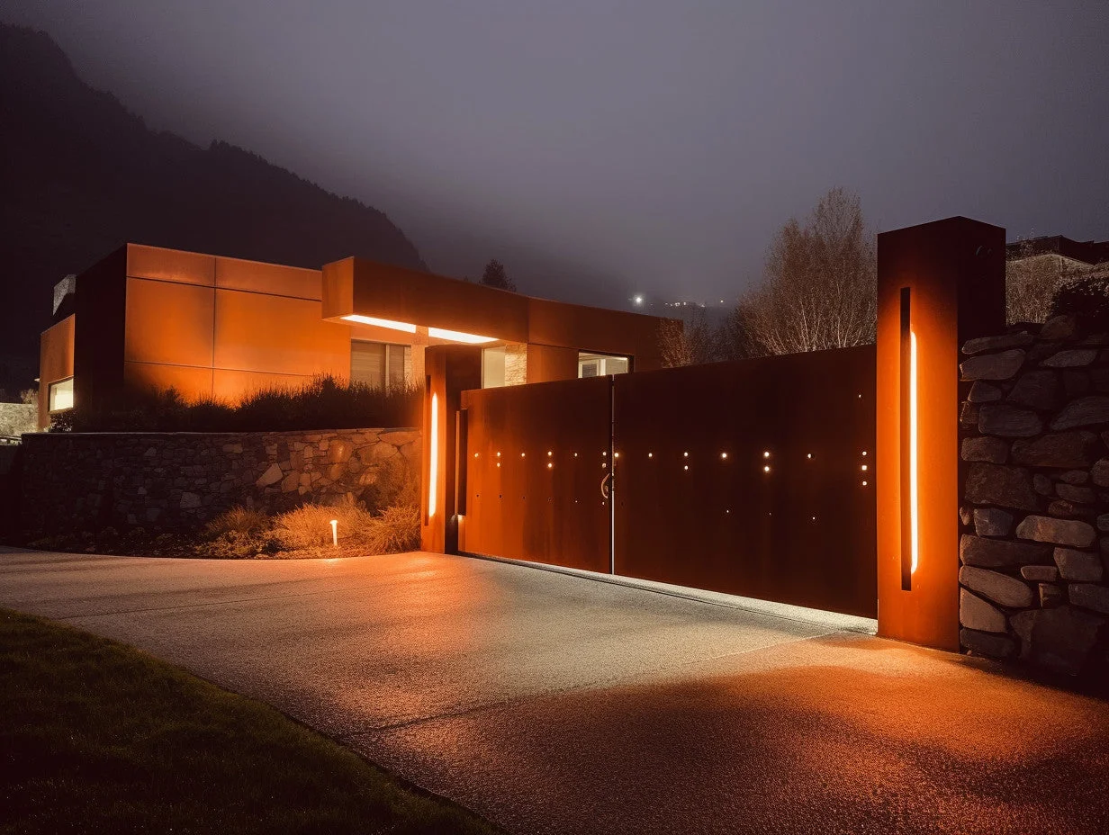 Brama wjazdowa ze stali COR-TEN® - bauhaus, industrial.