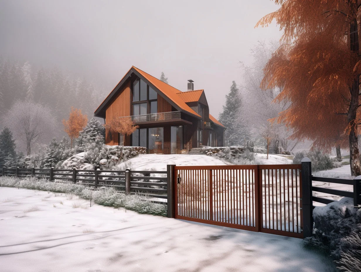 Brama wjazdowa ze stali COR-TEN® - Oszczędna, minimalistyczna.