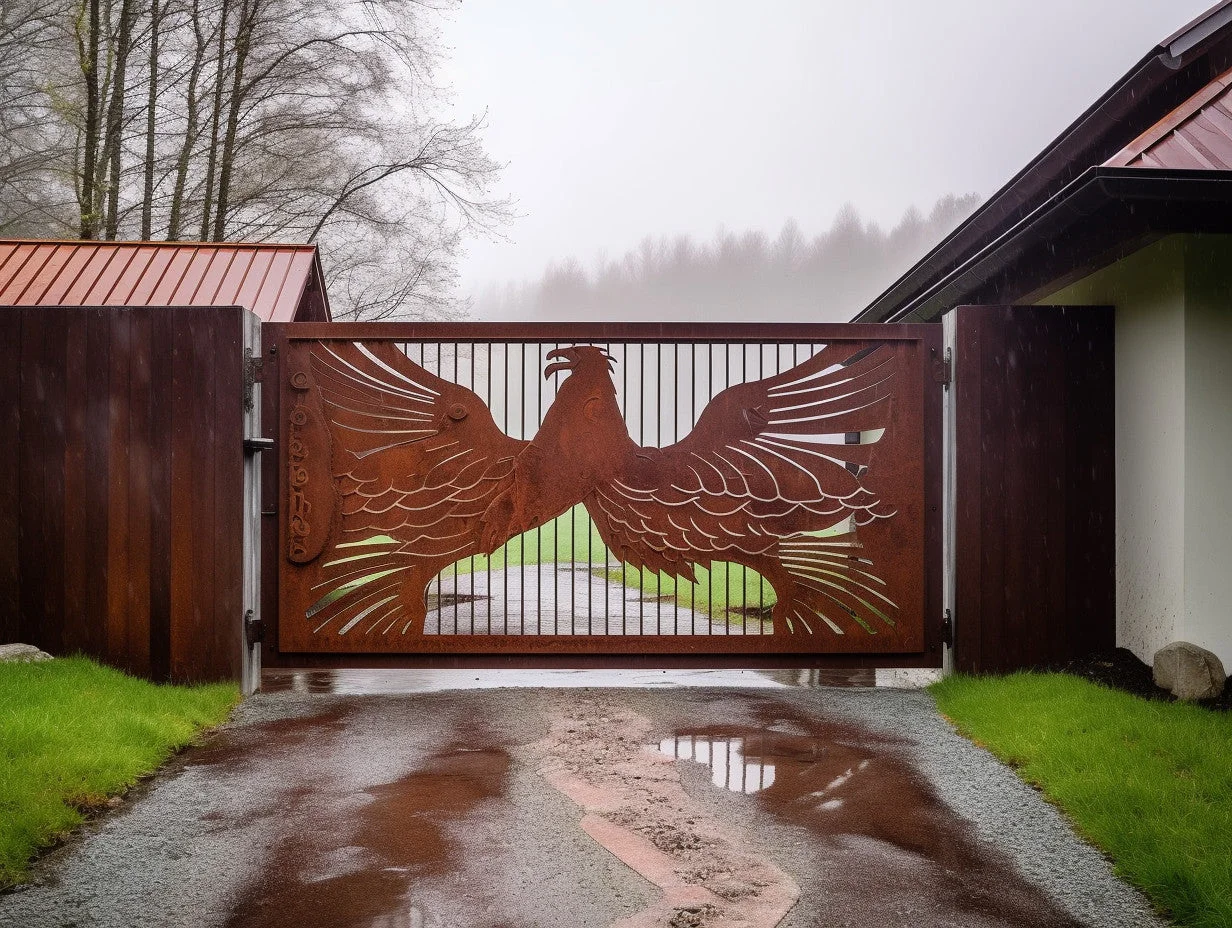 Brama wjazdowa ze stali COR-TEN® - Orzeł