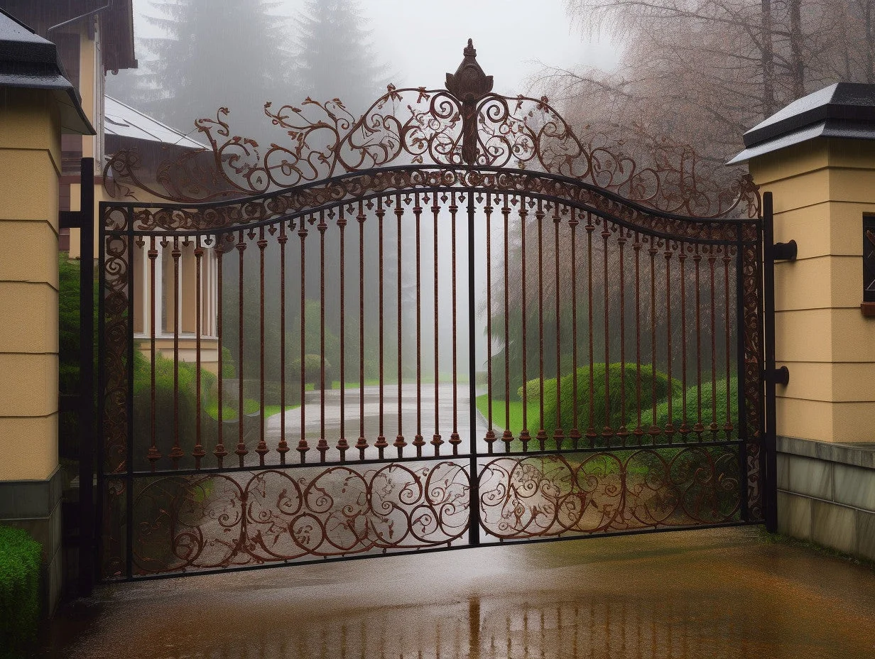 Brama wjazdowa ze stali COR-TEN® - klasyczna, rokoko.