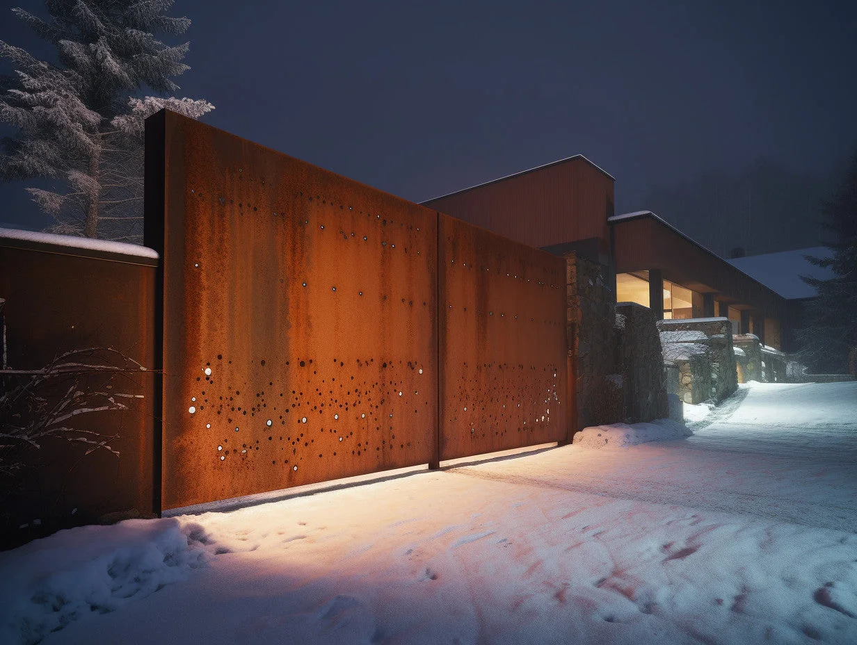 Brama wjazdowa ze stali COR-TEN® - rustykalny industrializm