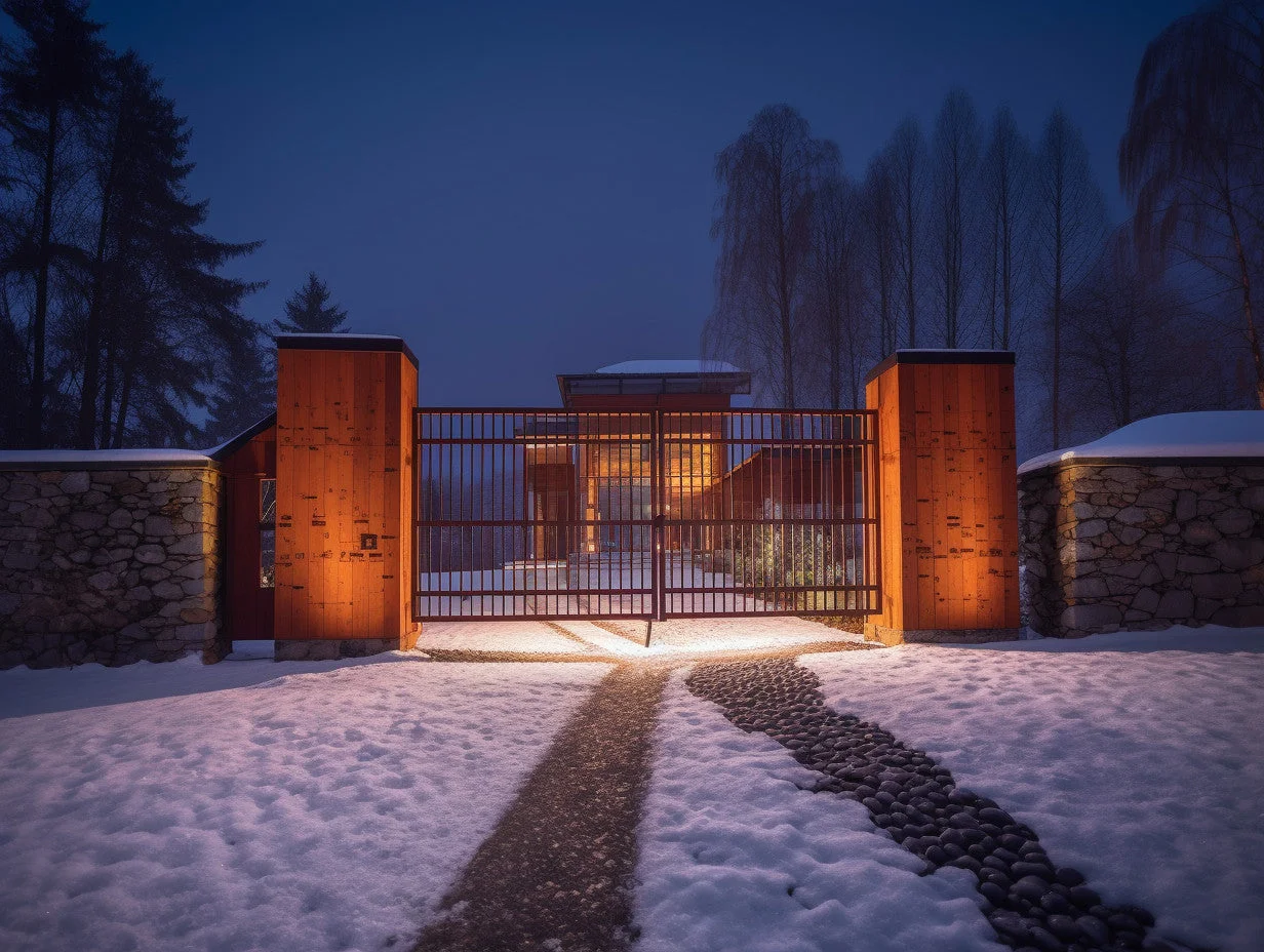 Brama wjazdowa ze stali COR-TEN® - minimalistyczna, bauhaus.