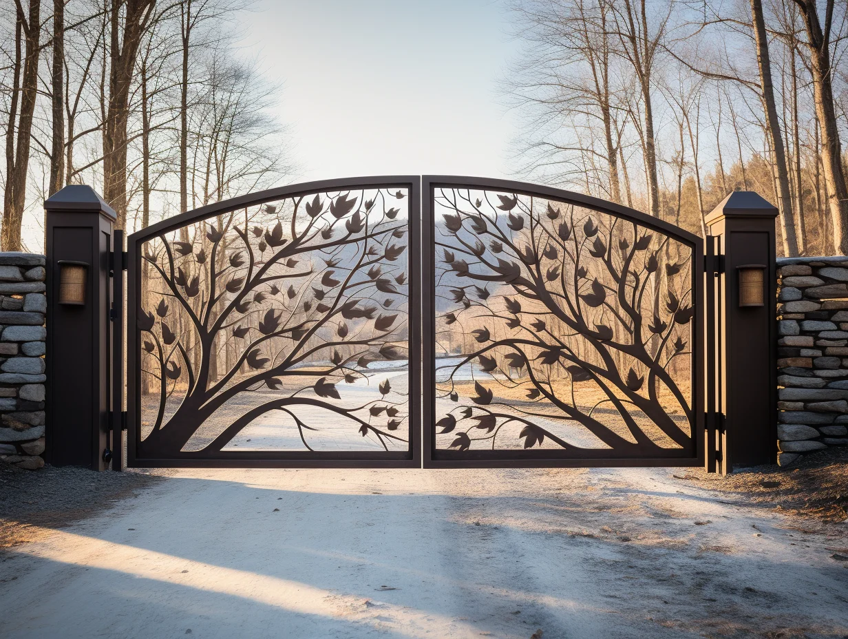 Brama wjazdowa ze stali Cor-Ten - Minimalistyczna natura