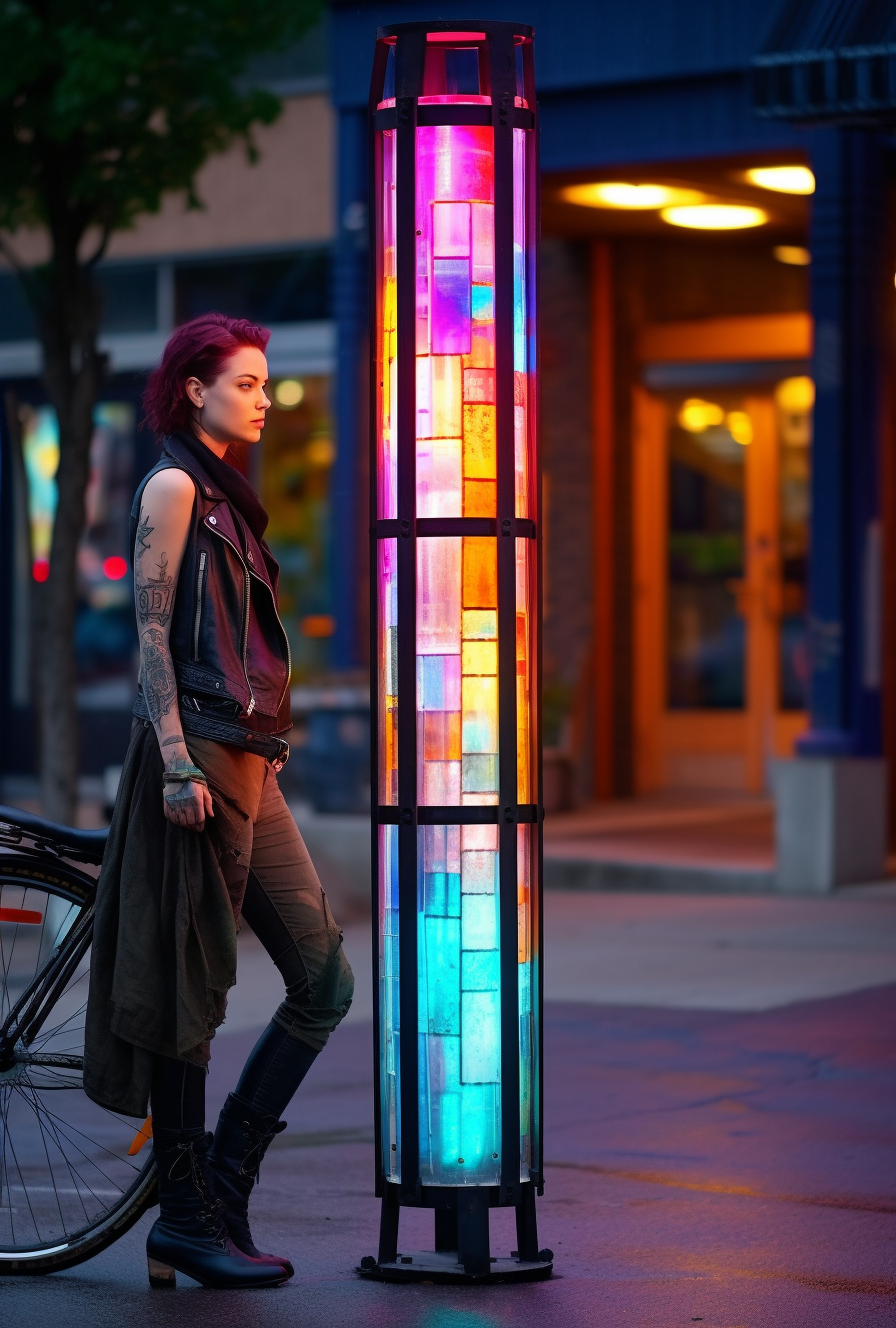 "Budzisław" - Latarnia uliczna z witrażem. Kuta na wymiar.