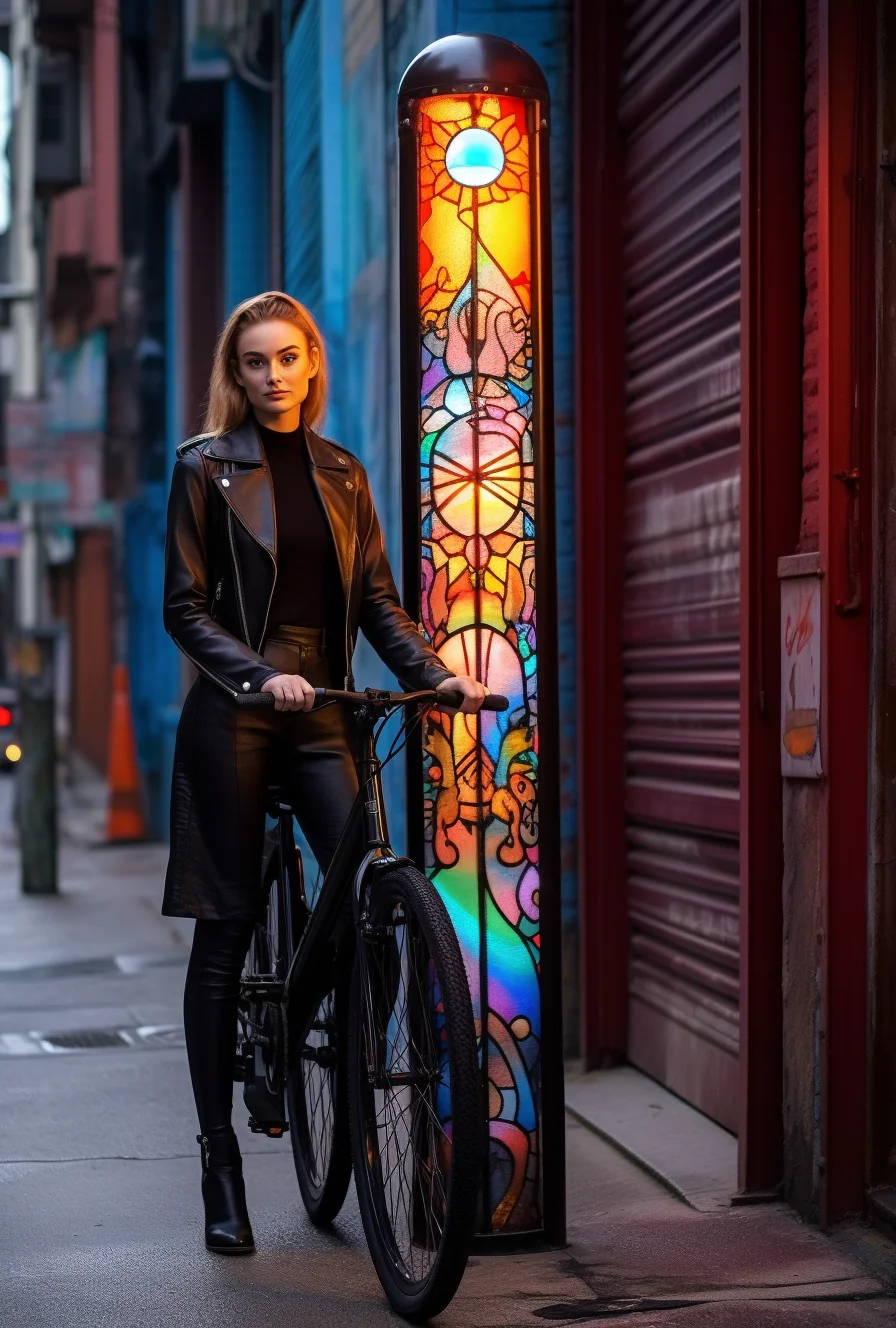 "Bygost" - Latarnia uliczna z witrażem. Kuta na wymiar.