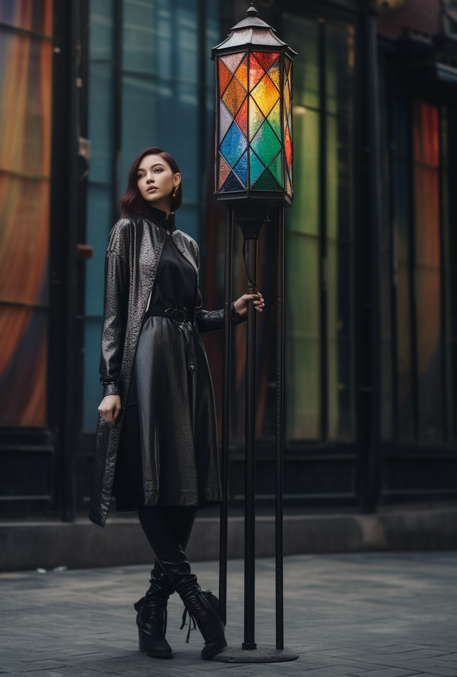 "Cieszybor" - Latarnia z kolorowym witrażem LED. Kowalstwo artystyczne.