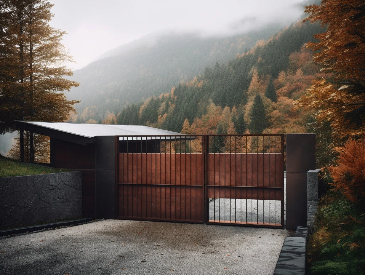 Brama wjazdowa ze stali COR-TEN® - bauhaus