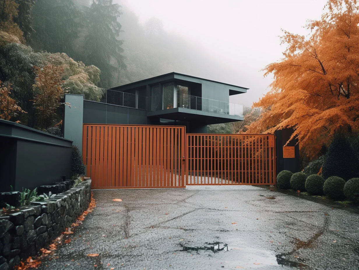 Brama wjazdowa ze stali COR-TEN® - bauhaus, oszczędna.