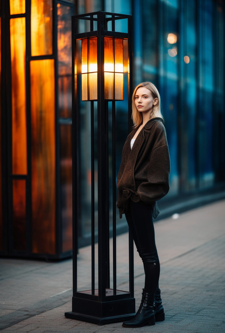 "Czcibor" - Latarnia z witrażem na wymiar. Kowalstwo artystyczne. LED