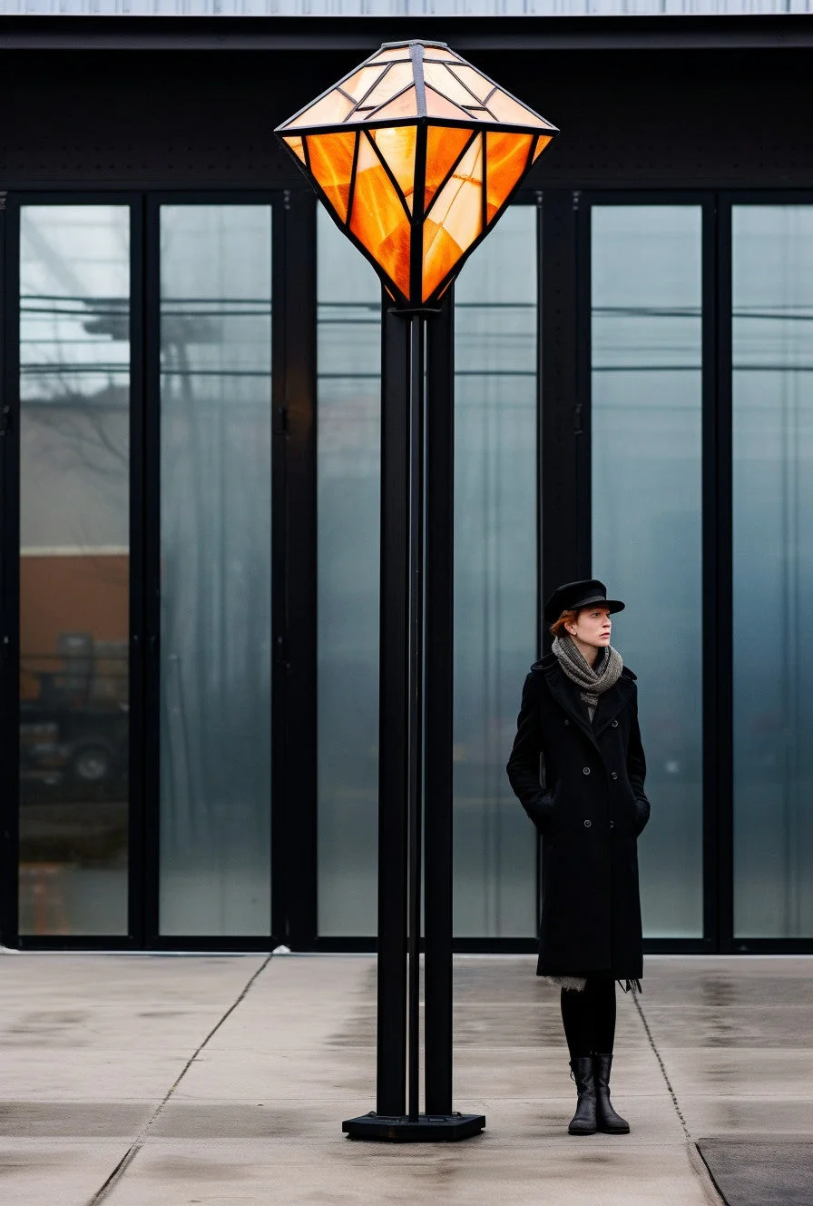 "Dalemir" - Latarnia uliczna z witrażem, kuta na wymiar. Kowalstwo artystyczne.