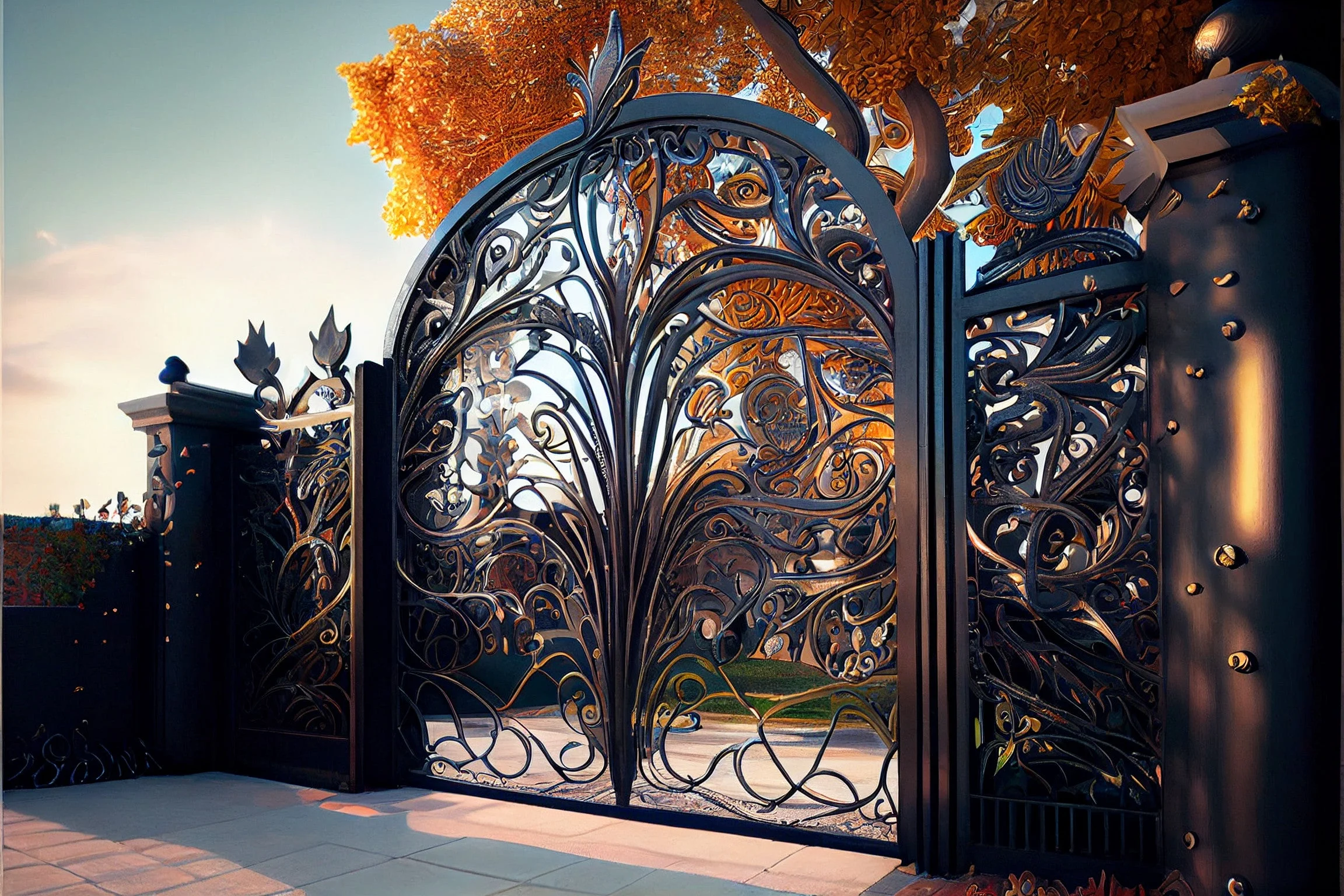 Dekoracyjna brama wjazdowa - "Vesna"