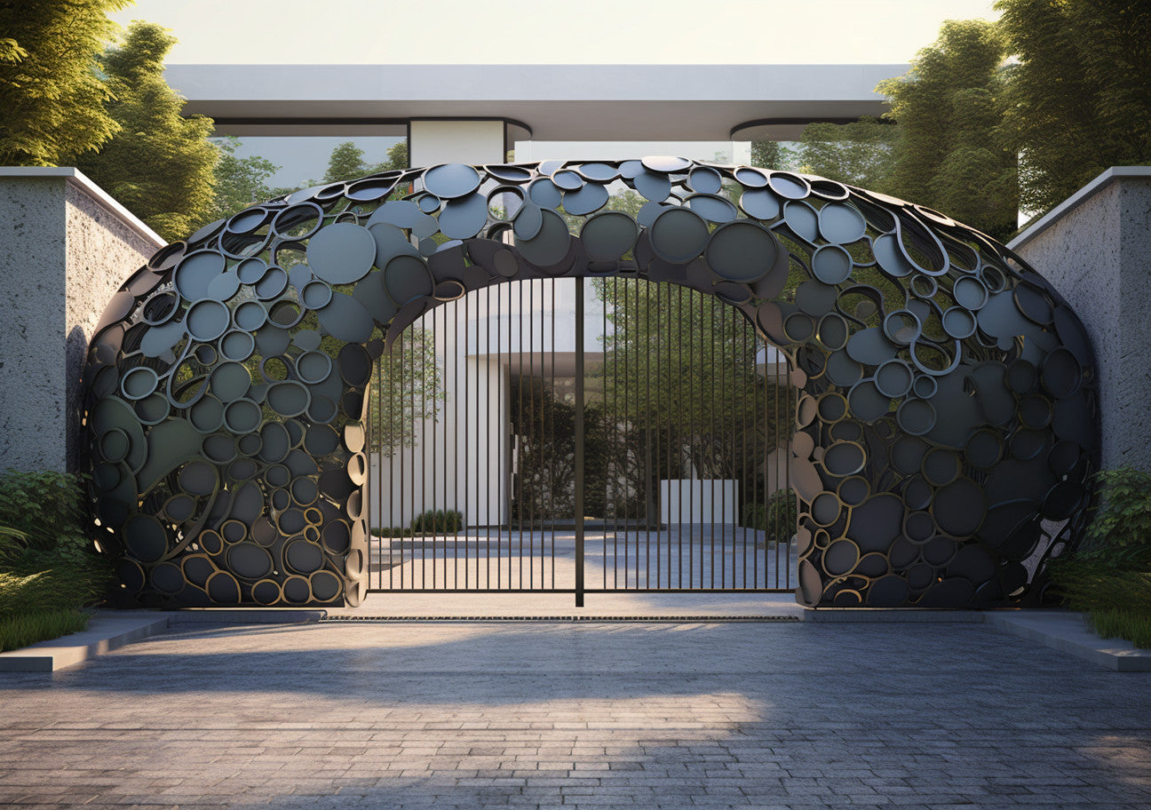 Dekoracyjna brama wjazdowa kuta ze stali - "Pszczeli Lab"