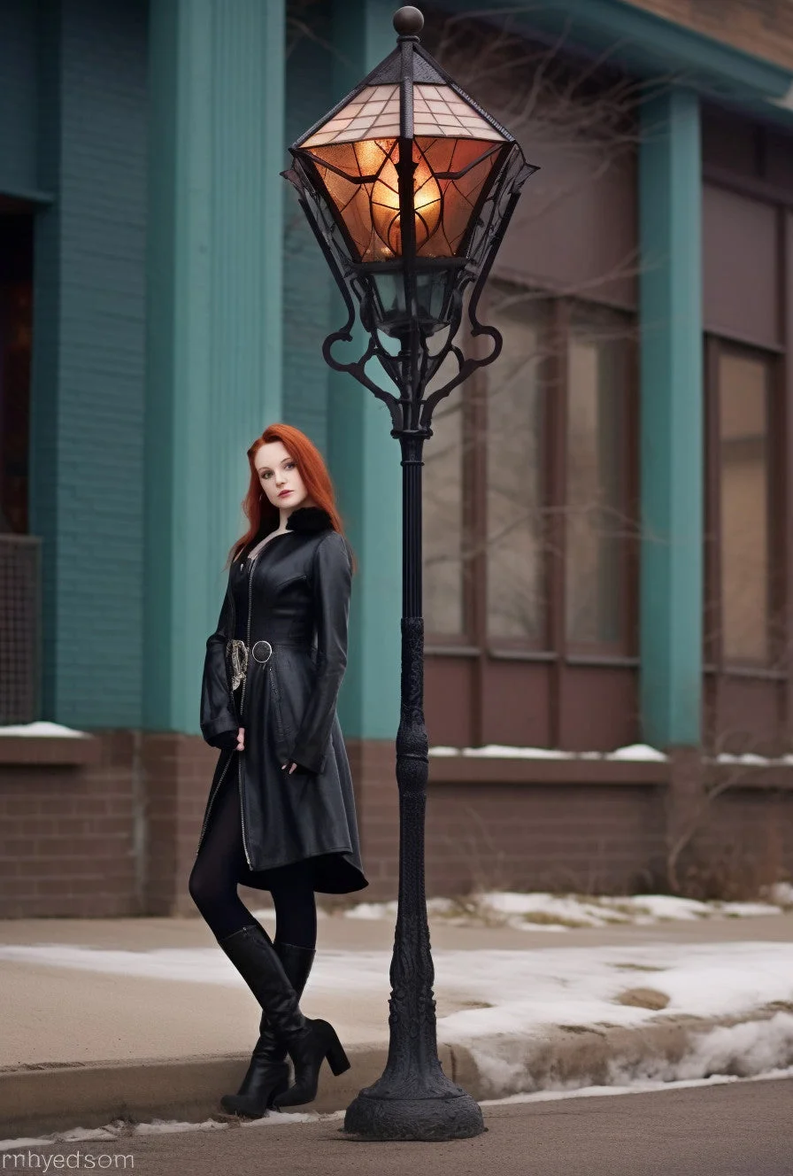 "Dobrogniew" - Latarnia uliczna ze stali z witrażem. Gotycki design.