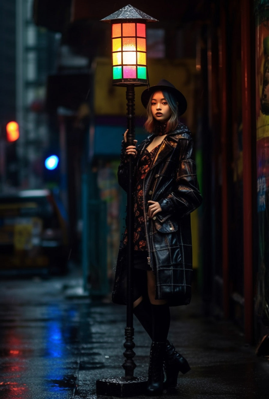 "Dobrogost" - Latarnia uliczna ze stali z witrażem. Klasyczny design.