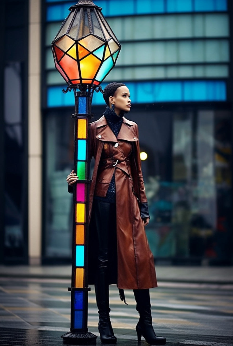 "Domastryj" - Kolorowa latarnia z witrażem. - Kowalstwo artystyczne.