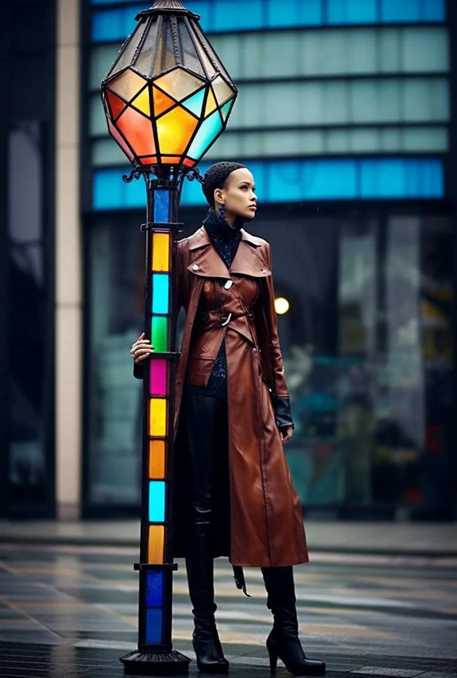 "Domastryj" - Kolorowa latarnia z witrażem. - Kowalstwo artystyczne.