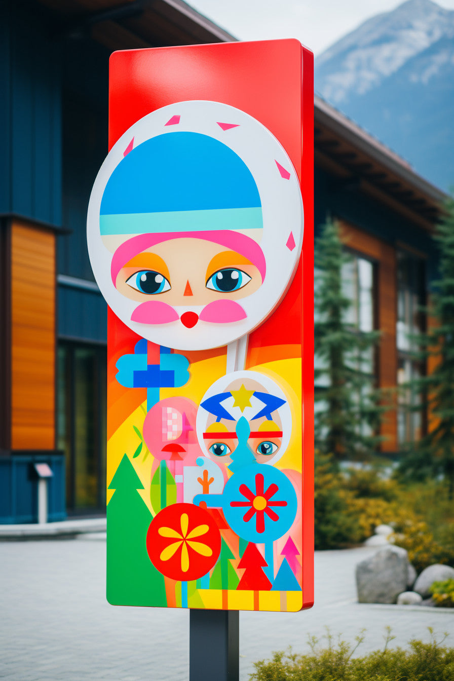 Duży totem reklamowy, folk, z podświetleniem LED