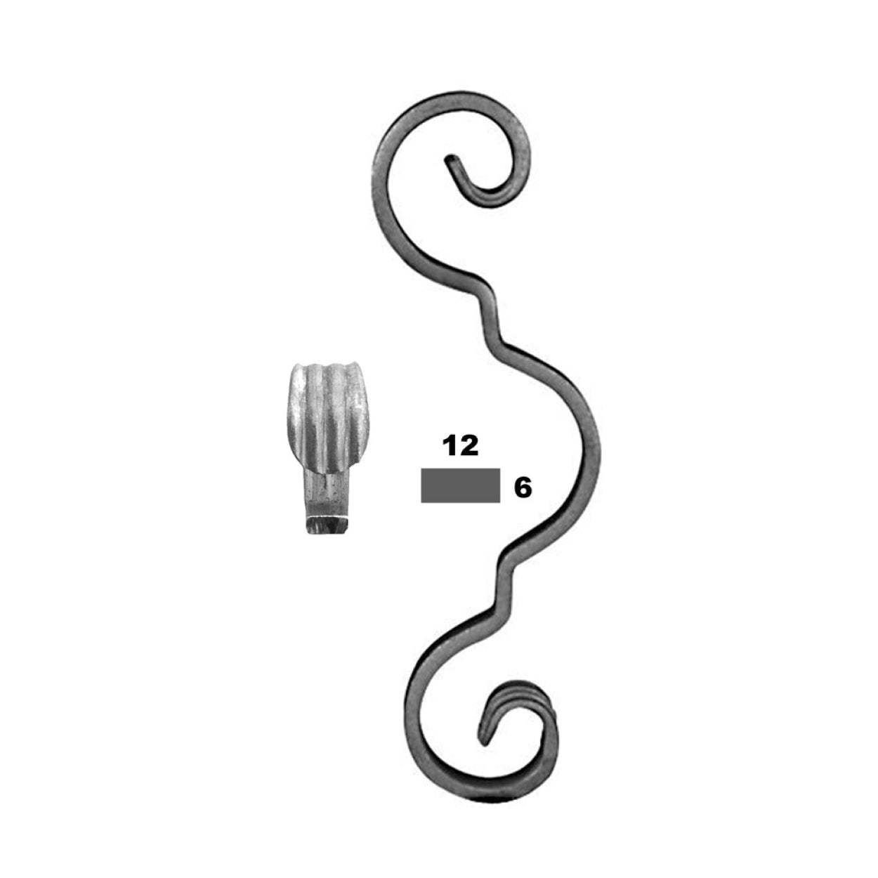 Element kuty, ozdobny, skrętny E 250x75 12x6 - Styl hiszpański