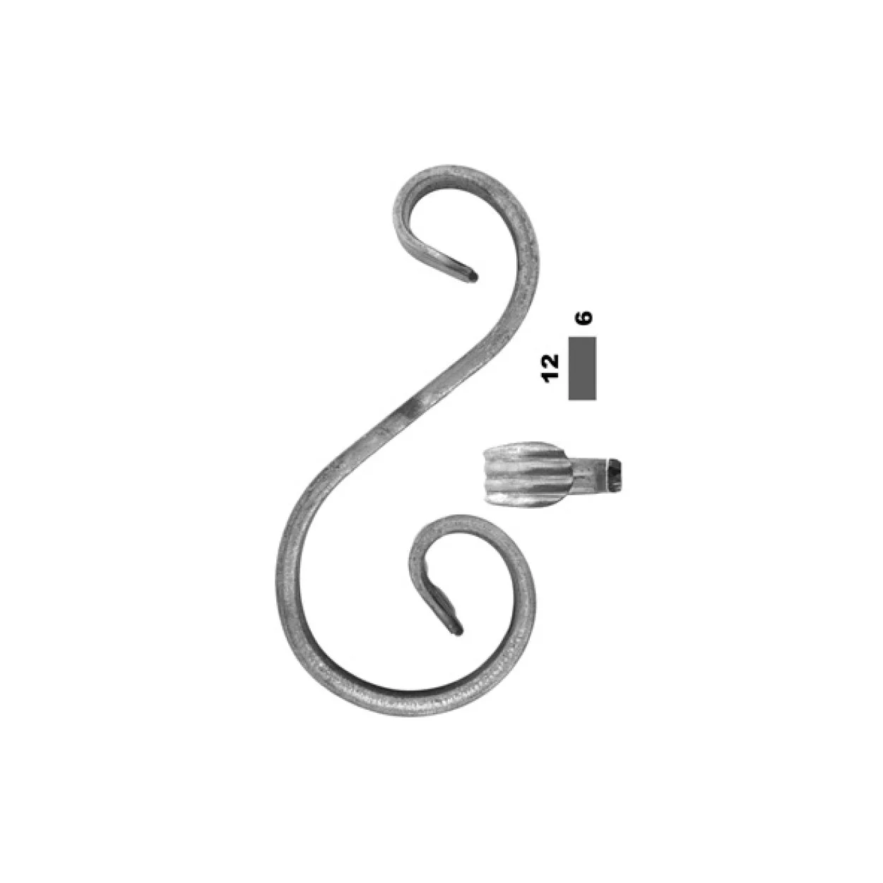 Element kuty, ozdobny, skrętny S 150x70 12x6