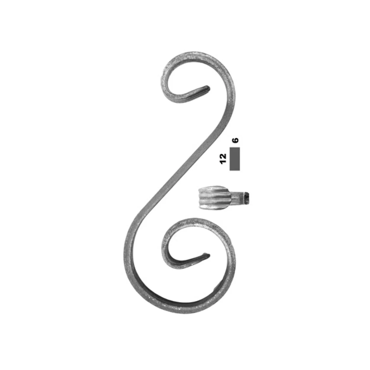 Element kuty, ozdobny, skrętny S 195x90 12x6