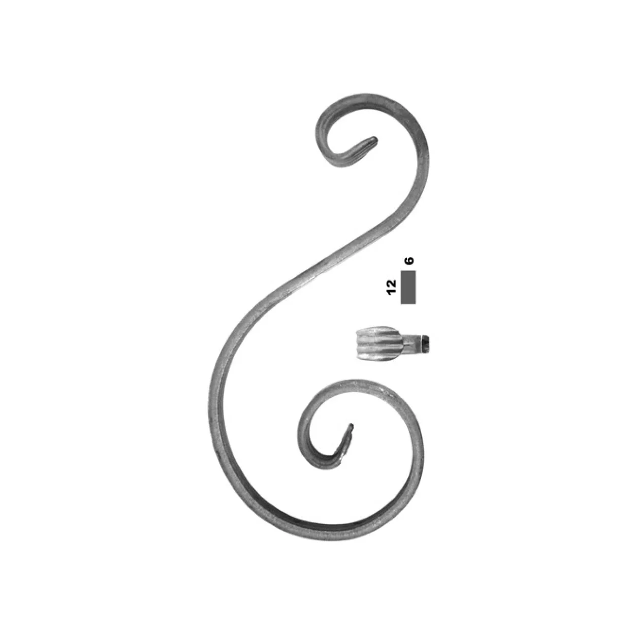 Element kuty, ozdobny, skrętny S 230x115 12x6