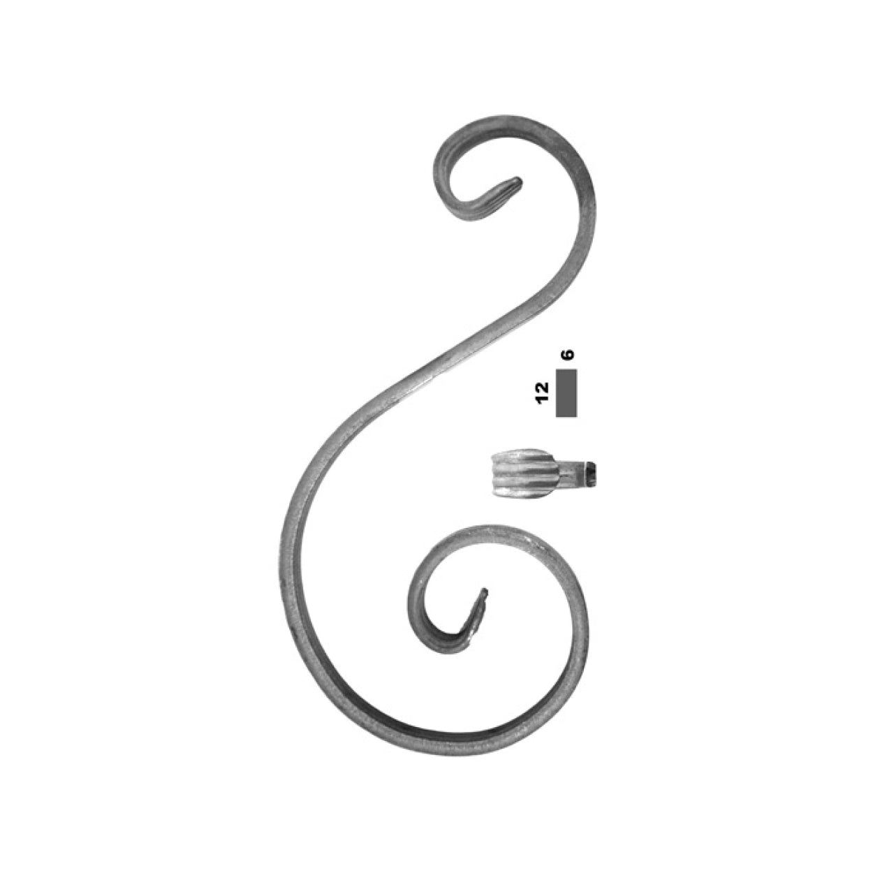 Element kuty, ozdobny, skrętny S 260x115 12x6