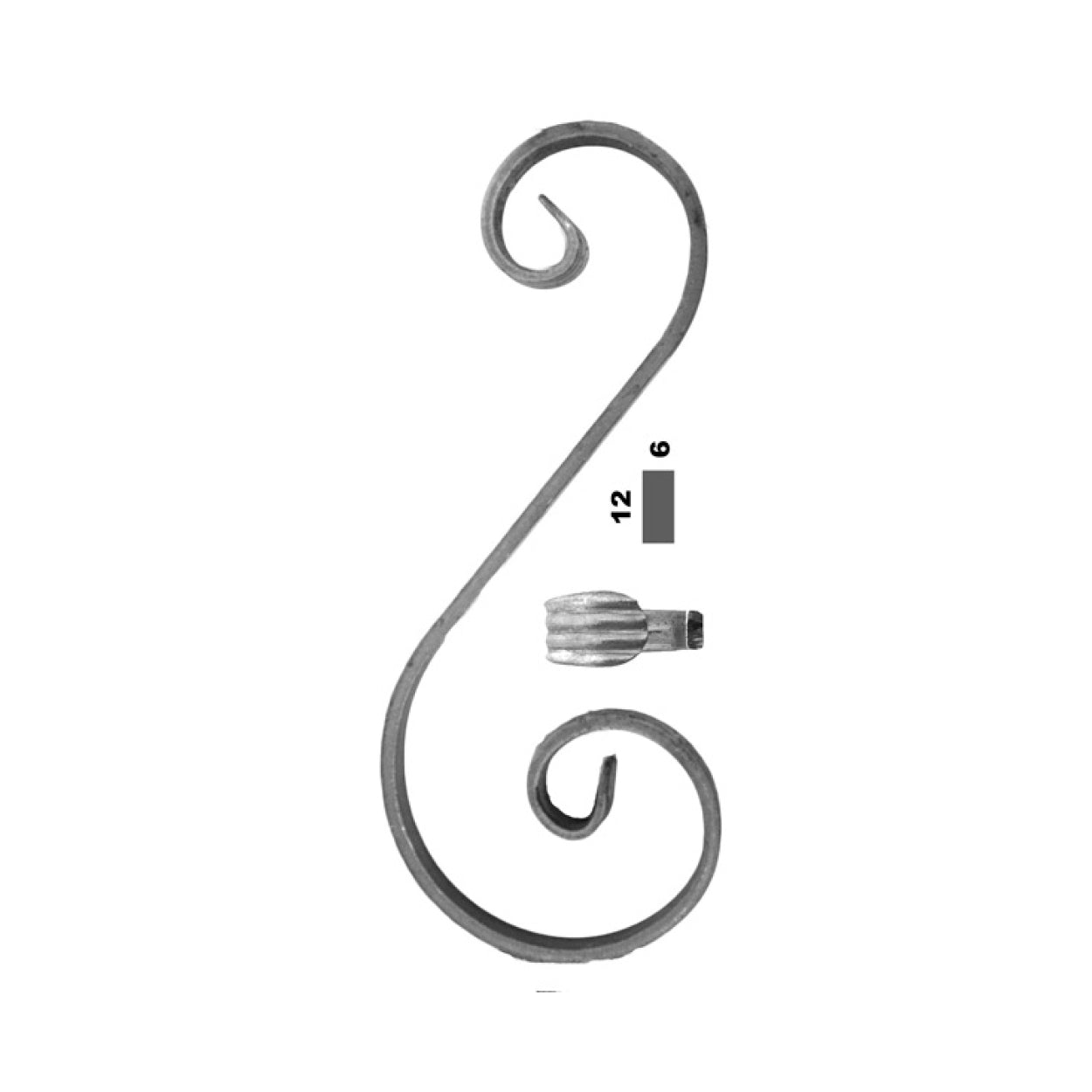 Element kuty, ozdobny, skrętny S 300x120 12x6