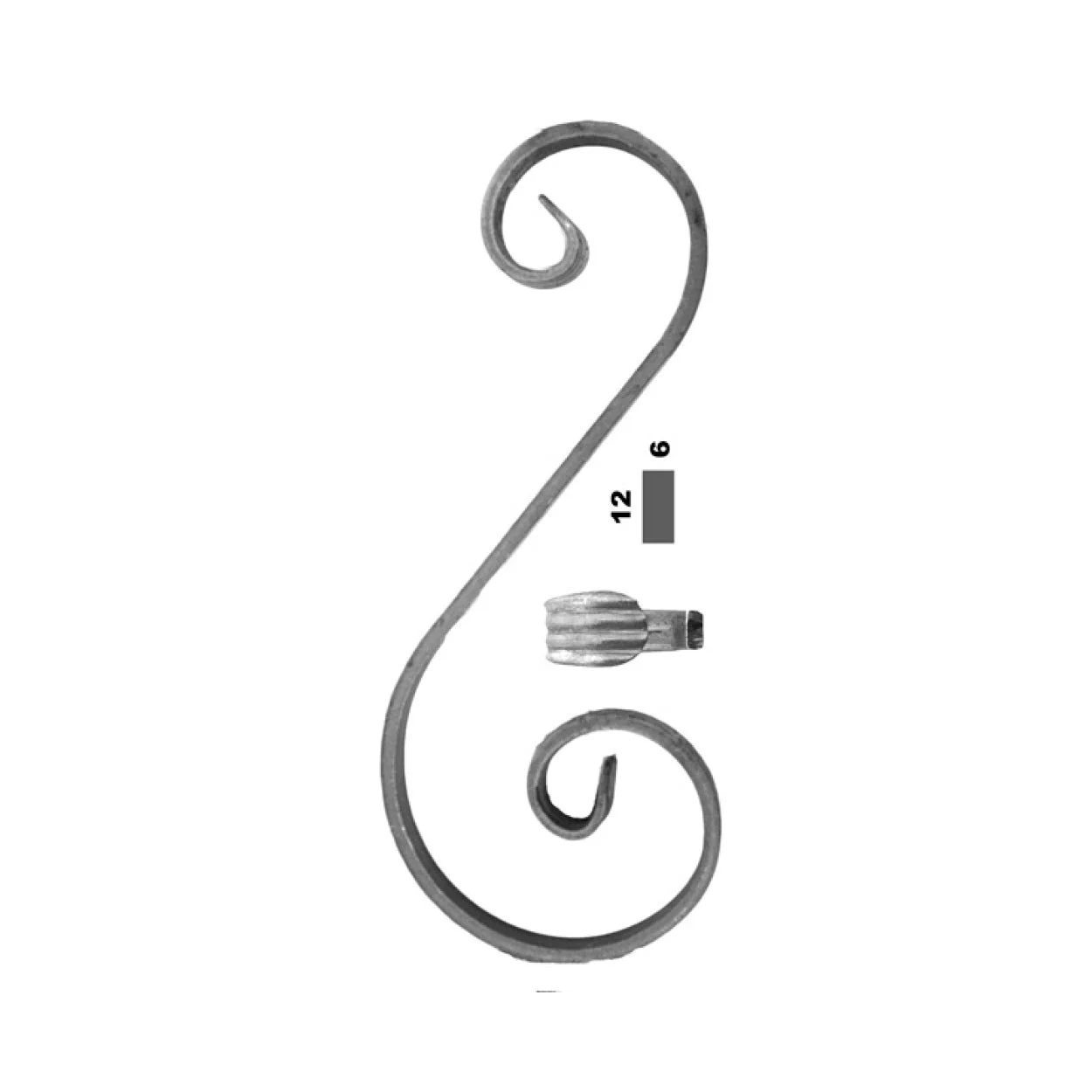 Element kuty, ozdobny, skrętny S 300x120 12x6