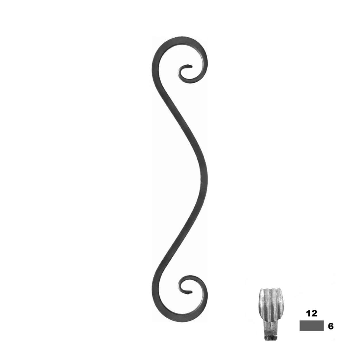 Element kuty, stalowy, skrętny E 460x80 12x6